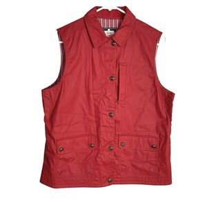 Vintage Ralph Lauren Naval Supply Womens Vest Jacket Size M  Red Wax Coated Snap